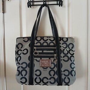 Vintage 2000s Y2K Coach Black +Gray Poppy Shoulder Tote Shoulder Bag